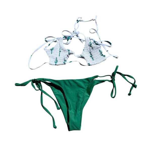 ZAFUL Cactus Print Smocked String Bikini Set Size 4 - Picture 3 of 8